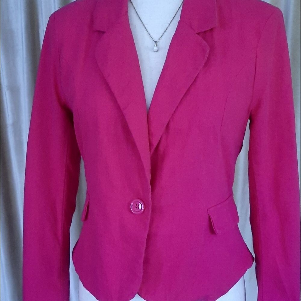 Ashley by 26 International Pink Linen Blazer Sz M